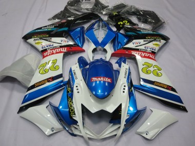 22 Bianco & Blu 2007-2008 Suzuki GSXR 1000 Carene Moto