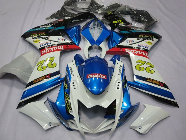 22 Bianco & Blu 2007-2008 Suzuki GSXR 1000 Carene Moto 22 Bianco & Blu 2007-2008 Suzuki GSXR 1000 Carene Moto