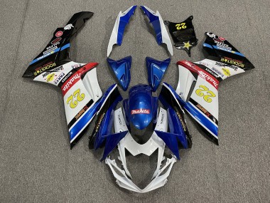22 Rockstar Bianco & Blu 2011-2024 Suzuki GSXR 600-750 Carene Moto