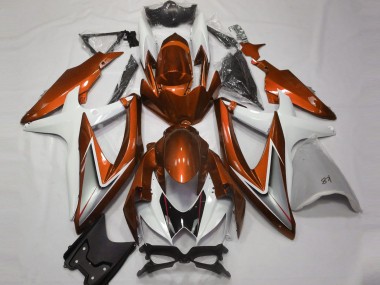 Arancio & Bianco Lucidi 2008-2010 Suzuki GSXR 600-750 Carene Moto