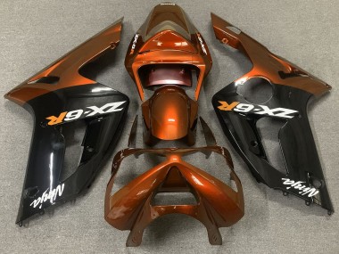 Arancio Lucido & Nero 2003-2004 Kawasaki ZX6R Carene Moto
