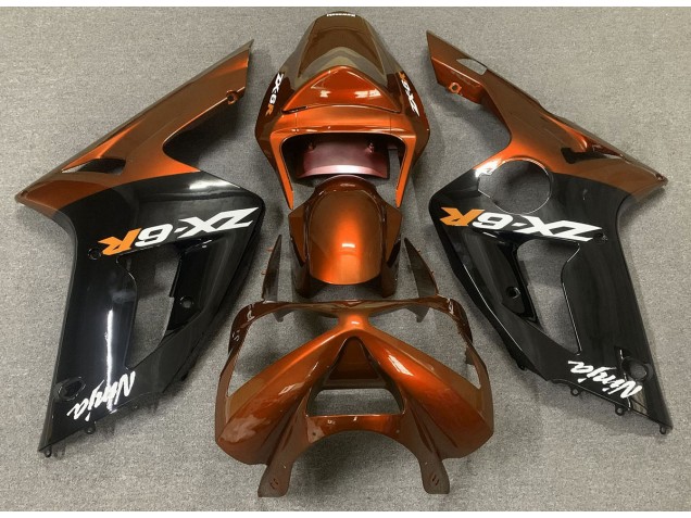Arancio Lucido & Nero 2003-2004 Kawasaki ZX6R Carene Moto Arancio Lucido & Nero 2003-2004 Kawasaki ZX6R Carene Moto