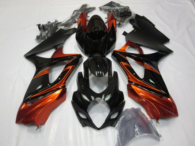 Arancione Bruciato & Nero 2007-2008 Suzuki GSXR 1000 Carene Moto