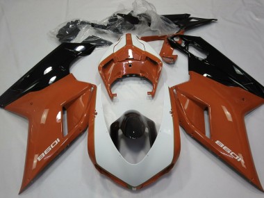 Arancione Lucido & Bianco 2007-2014 Ducati 848 1098 1198 Carene Moto