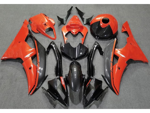 Arancione Lucido & Fibra Di Carbonio 2008-2016 Yamaha R6 Carene Moto Arancione Lucido & Fibra Di Carbonio 2008-2016 Yamaha R6 Carene Moto