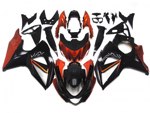 Arancione & Nero Personalizzati Con Inserto Argento 2009-2016 Suzuki GSXR 1000 Carene Moto Arancione & Nero Personalizzati Con Inserto Argento 2009-2016 Suzuki GSXR 1000 Carene Moto