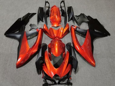 Arancione Vibrante In Nero 2008-2010 Suzuki GSXR 600-750 Carene Moto