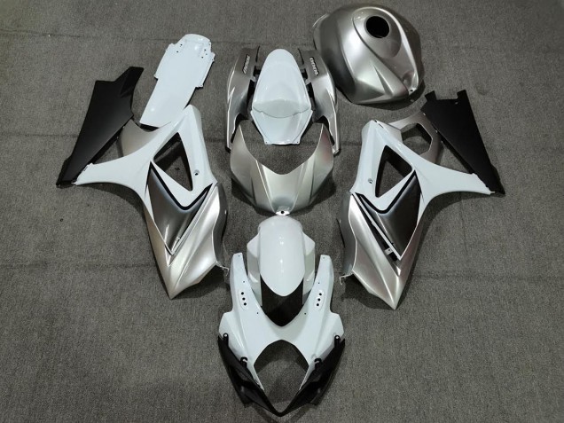 Argento Bianco Personalizzato Con Nero 2007-2008 Suzuki GSXR 1000 Carene Moto Argento Bianco Personalizzato Con Nero 2007-2008 Suzuki GSXR 1000 Carene Moto