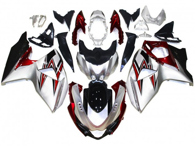 Argento Con Riflessi Rossi 2009-2016 Suzuki GSXR 1000 Carene Moto