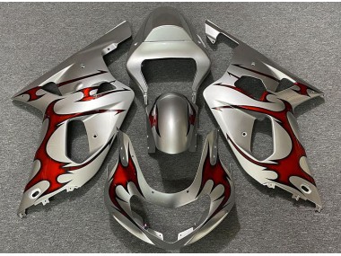 Argento Lucido & Rosso 2001-2003 Suzuki GSXR 600-750 Carene Moto