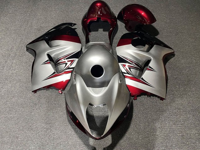 Argento Lucido & Rosso Confetto 1997-2007 Suzuki GSXR 1300 Carene Moto Argento Lucido & Rosso Confetto 1997-2007 Suzuki GSXR 1300 Carene Moto