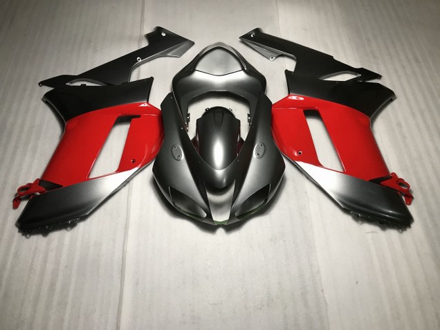 Argento Metallizzato Con Rosso 2007-2008 Kawasaki ZX6R Carene Moto Argento Metallizzato Con Rosso 2007-2008 Kawasaki ZX6R Carene Moto