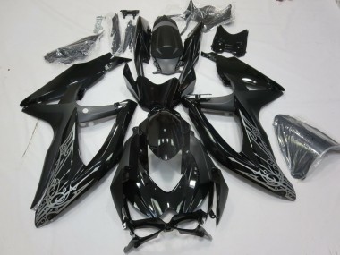 Argento & Nero 2008-2010 Suzuki GSXR 600-750 Carene Moto