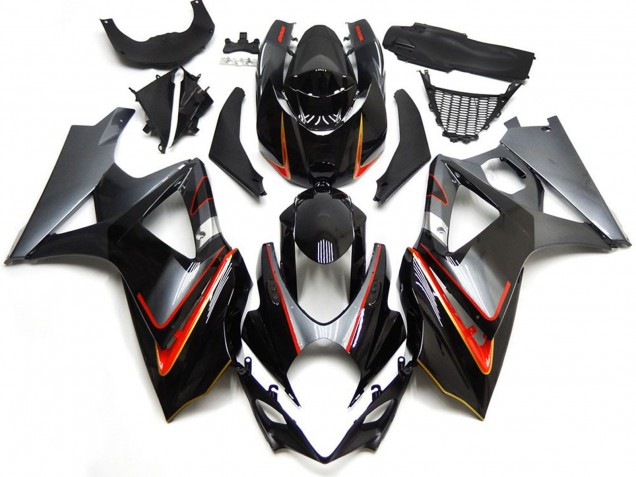Argento & Nero Con Rosso 2007-2008 Suzuki GSXR 1000 Carene Moto Argento & Nero Con Rosso 2007-2008 Suzuki GSXR 1000 Carene Moto