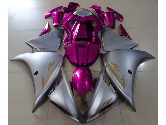 Argento Opaco & Rosa 2009-2011 Yamaha R1 Carene Moto Argento Opaco & Rosa 2009-2011 Yamaha R1 Carene Moto
