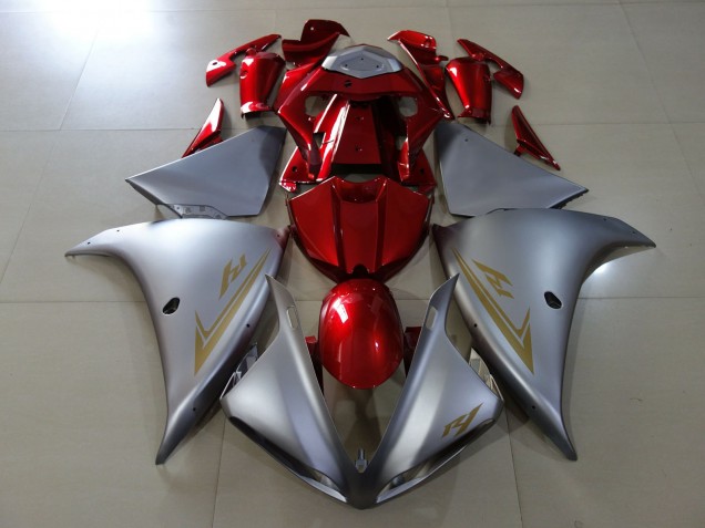 Argento Opaco & Rosso Lucido 2009-2011 Yamaha R1 Carene Moto Argento Opaco & Rosso Lucido 2009-2011 Yamaha R1 Carene Moto