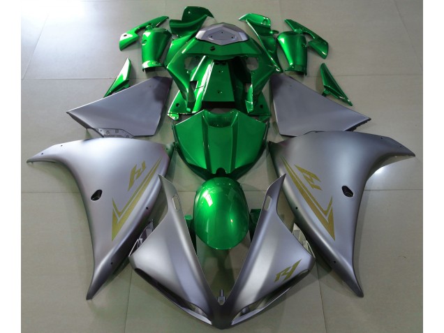 Argento Opaco & Verde 2009-2011 Yamaha R1 Carene Moto Argento Opaco & Verde 2009-2011 Yamaha R1 Carene Moto