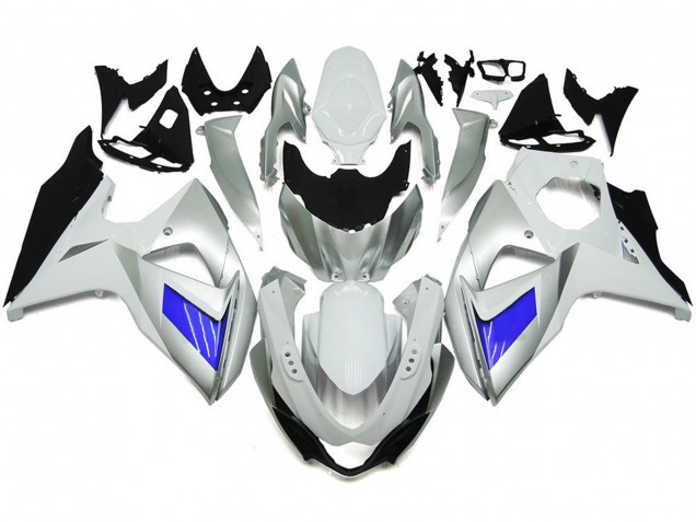 Argento Personalizzato & Bianco Con Nero 2009-2016 Suzuki GSXR 1000 Carene Moto Argento Personalizzato & Bianco Con Nero 2009-2016 Suzuki GSXR 1000 Carene Moto