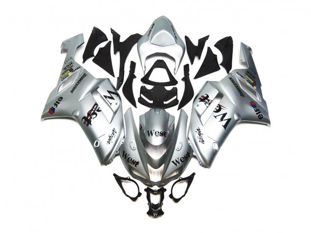 Argento West Lucido 2007-2008 Kawasaki ZX6R Carene Moto