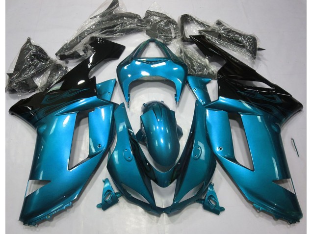 Azzurro Lucido & Nero 2007-2008 Kawasaki ZX6R Carene Moto Azzurro Lucido & Nero 2007-2008 Kawasaki ZX6R Carene Moto
