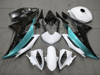 Azzurro Personalizzato In Bianco & Nero 2008-2016 Yamaha R6 Carene Moto