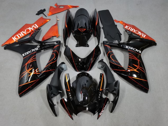 Bacardi Nero & Arancione 2006-2007 Suzuki GSXR 600-750 Carene Moto Bacardi Nero & Arancione 2006-2007 Suzuki GSXR 600-750 Carene Moto
