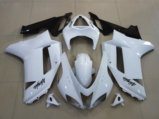 Bianco Lucido 2007-2008 Kawasaki ZX6R Carene Moto Bianco Lucido 2007-2008 Kawasaki ZX6R Carene Moto