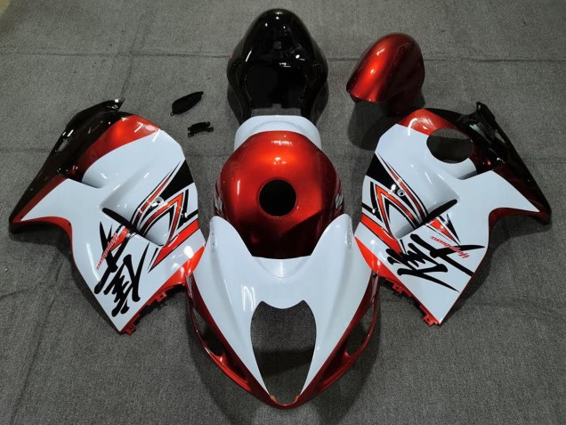 Bianco Lucido & Arancione 1997-2007 Suzuki GSXR 1300 Carene Moto Bianco Lucido & Arancione 1997-2007 Suzuki GSXR 1300 Carene Moto