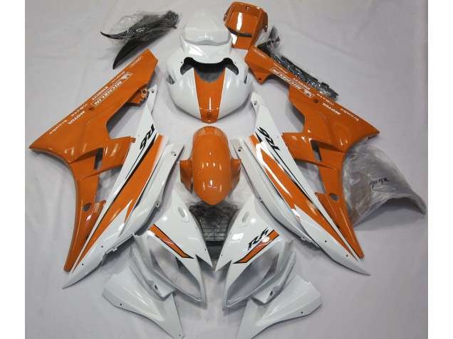 Bianco Lucido & Arancione 2006-2007 Yamaha R6 Carene Moto Bianco Lucido & Arancione 2006-2007 Yamaha R6 Carene Moto