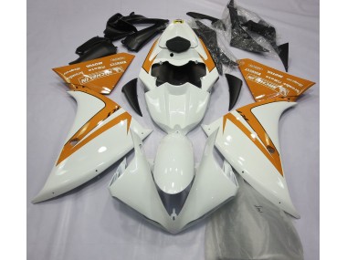 Bianco Lucido & Arancione 2012-2014 Yamaha R1 Carene Moto