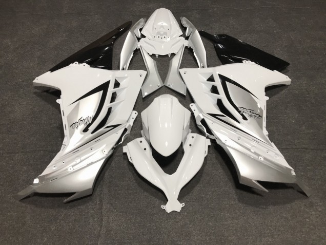 Bianco Lucido & Argento 2013-2018 Kawasaki Ninja 300 Carene Moto Bianco Lucido & Argento 2013-2018 Kawasaki Ninja 300 Carene Moto
