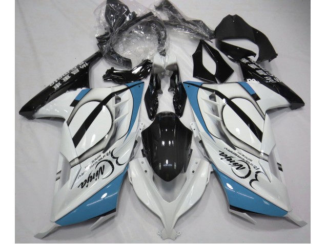 Bianco Lucido & Azzurro 2013-2018 Kawasaki Ninja 300 Carene Moto Bianco Lucido & Azzurro 2013-2018 Kawasaki Ninja 300 Carene Moto