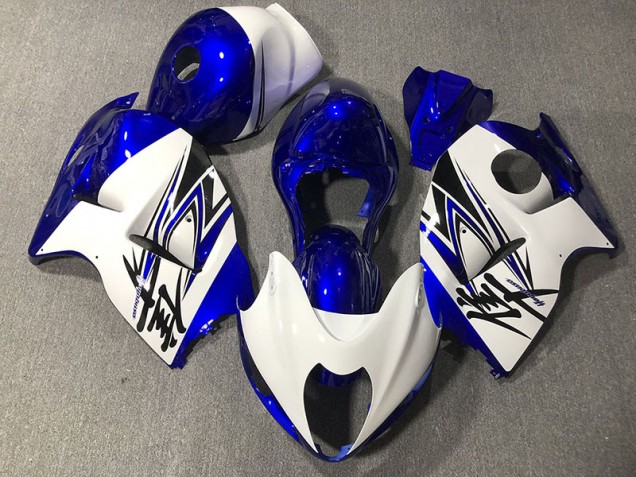 Bianco Lucido & Blu 1997-2007 Suzuki GSXR 1300 Carene Moto Bianco Lucido & Blu 1997-2007 Suzuki GSXR 1300 Carene Moto