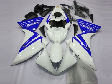 Bianco Lucido & Blu 2012-2014 Yamaha R1 Carene Moto