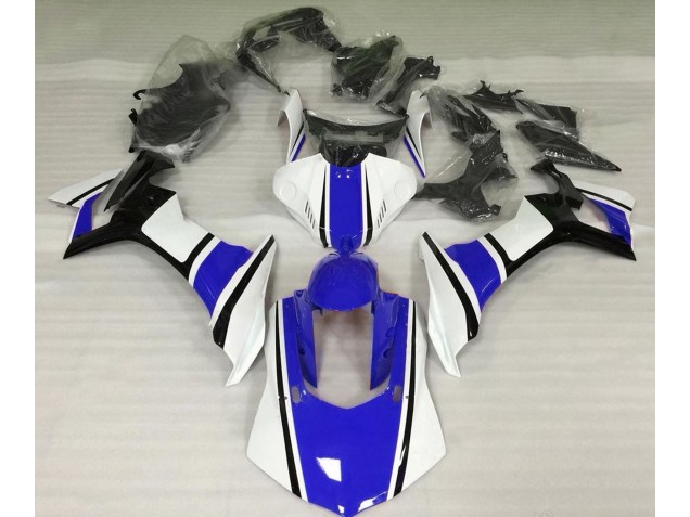 Bianco Lucido Blu & Nero 2015-2019 Yamaha R1 Carene Moto Bianco Lucido Blu & Nero 2015-2019 Yamaha R1 Carene Moto
