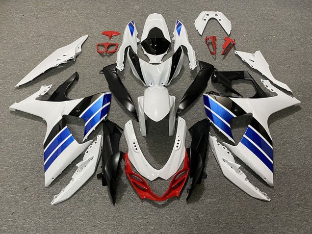 Bianco Lucido Blu Nero & Rosso 2009-2016 Suzuki GSXR 1000 Carene Moto Bianco Lucido Blu Nero & Rosso 2009-2016 Suzuki GSXR 1000 Carene Moto