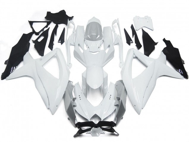 Bianco Lucido Brillante Con Argento 2008-2010 Suzuki GSXR 600-750 Carene Moto Bianco Lucido Brillante Con Argento 2008-2010 Suzuki GSXR 600-750 Carene Moto