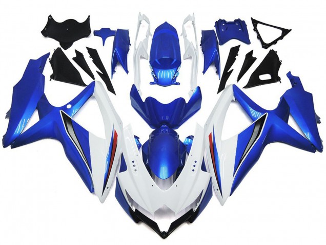 Bianco Lucido Brillante Con Argento & Blu 2008-2010 Suzuki GSXR 600-750 Carene Moto Bianco Lucido Brillante Con Argento & Blu 2008-2010 Suzuki GSXR 600-750 Carene Moto