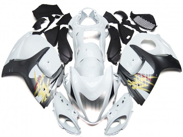 Bianco Lucido Con Stile Argento 2008-2020 Suzuki GSXR 1300 Carene Moto Bianco Lucido Con Stile Argento 2008-2020 Suzuki GSXR 1300 Carene Moto