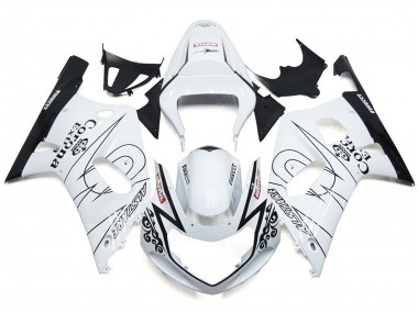 Bianco Lucido Corona & Nero 2001-2003 Suzuki GSXR 600-750 Carene Moto