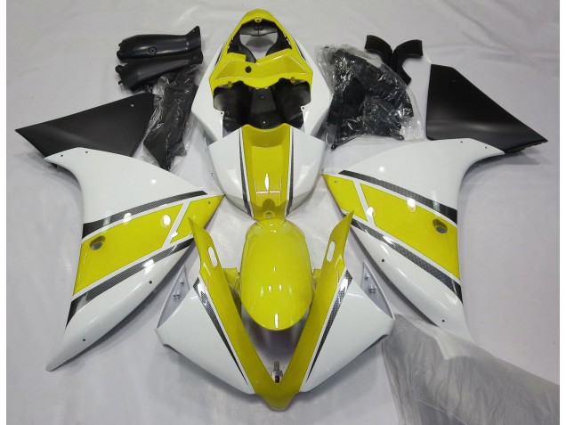 Bianco Lucido & Giallo 2009-2011 Yamaha R1 Carene Moto Bianco Lucido & Giallo 2009-2011 Yamaha R1 Carene Moto