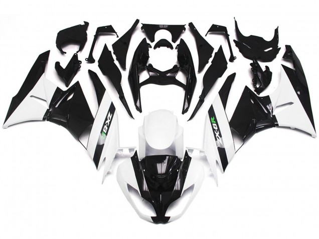 Bianco Lucido & Nero Lucido 2009-2012 Kawasaki ZX6R Carene Moto Bianco Lucido & Nero Lucido 2009-2012 Kawasaki ZX6R Carene Moto