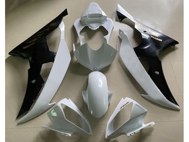 Bianco Lucido & Nero & Oro 2008-2016 Yamaha R6 Carene Moto Bianco Lucido & Nero & Oro 2008-2016 Yamaha R6 Carene Moto
