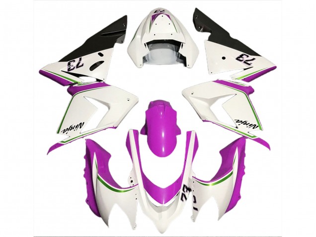 Bianco Lucido & Rosa 2004-2005 Kawasaki ZX10R Carene Moto Bianco Lucido & Rosa 2004-2005 Kawasaki ZX10R Carene Moto