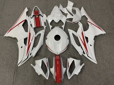 Bianco Lucido & Rosso 2008-2016 Yamaha R6 Carene Moto