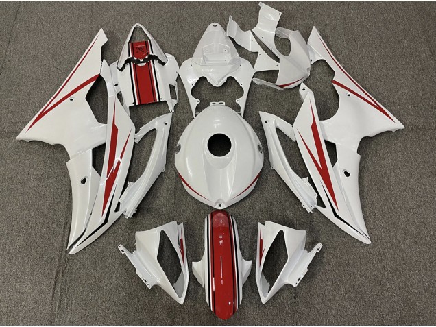 Bianco Lucido & Rosso 2008-2016 Yamaha R6 Carene Moto