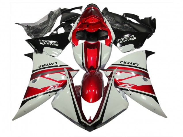 Bianco Lucido & Rosso 2012-2014 Yamaha R1 Carene Moto Bianco Lucido & Rosso 2012-2014 Yamaha R1 Carene Moto
