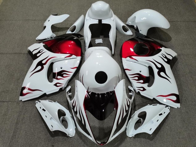 Bianco Lucido & Rosso Fiamma 2008-2020 Suzuki GSXR 1300 Carene Moto Bianco Lucido & Rosso Fiamma 2008-2020 Suzuki GSXR 1300 Carene Moto
