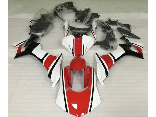 Bianco Lucido Rosso & Nero 2015-2019 Yamaha R1 Carene Moto Bianco Lucido Rosso & Nero 2015-2019 Yamaha R1 Carene Moto