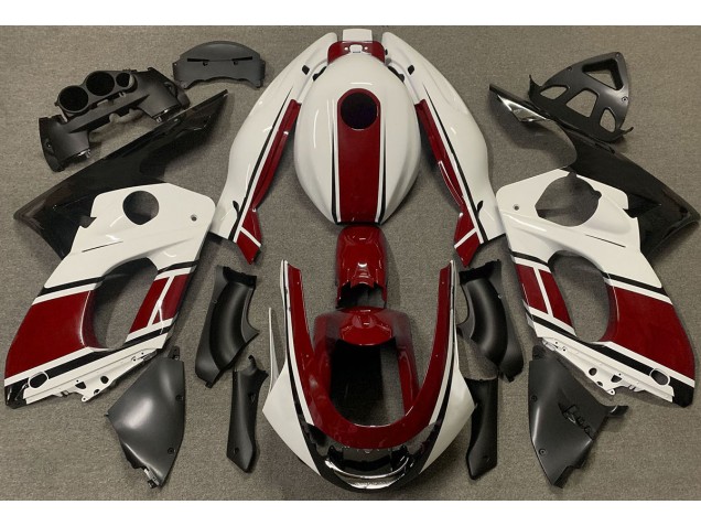 Bianco Lucido & Rosso Scuro 1998-2007 Yamaha YZF600 Carene Moto Bianco Lucido & Rosso Scuro 1998-2007 Yamaha YZF600 Carene Moto